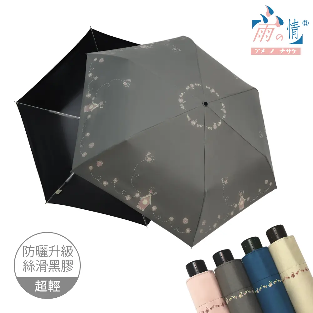 【雨之情】 輕量防曬手開傘布穀鳥/ 煙燻灰