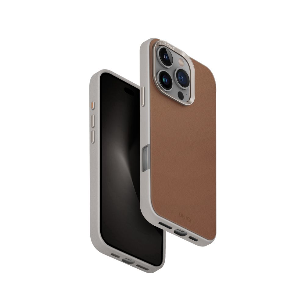 UNIQ iPhone 16 Pro/ProMax Lyden Ds 耐刮皮革磁吸手機殼/ 焦糖/象牙白/ 16ProMax