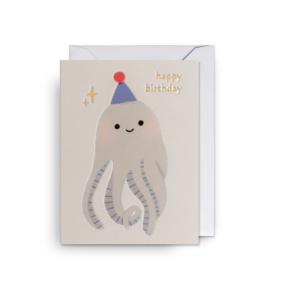 英國 LAGOM DESIGN 生日卡/ Mini Cards/ Elena Comte/ Happy Birthday Octopus