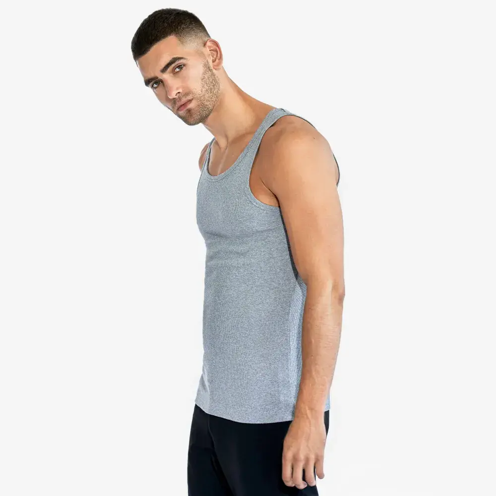 Bread & Boxers 兩件組｜Tank ribbed 有機棉男用羅紋背心/ 灰/ M