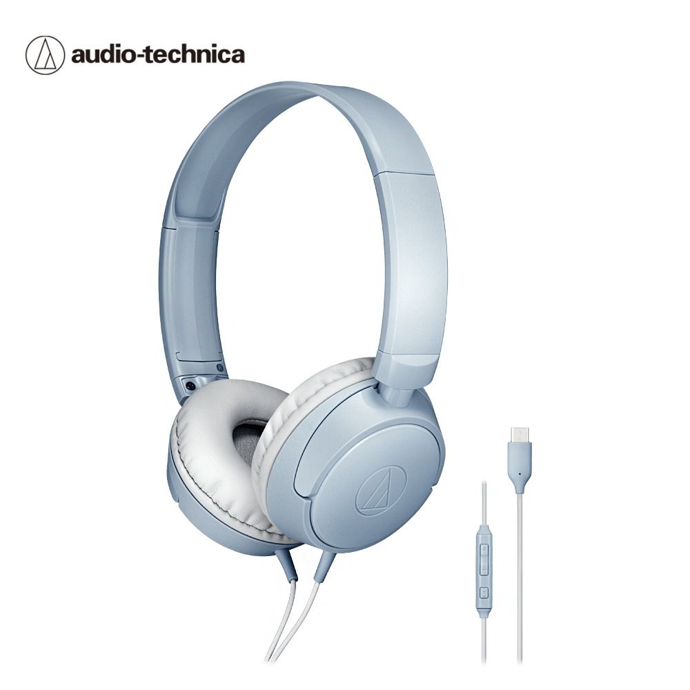 audio-technica 鐵三角 ATH-S120C USB Type-C耳罩式耳機/ 灰藍色