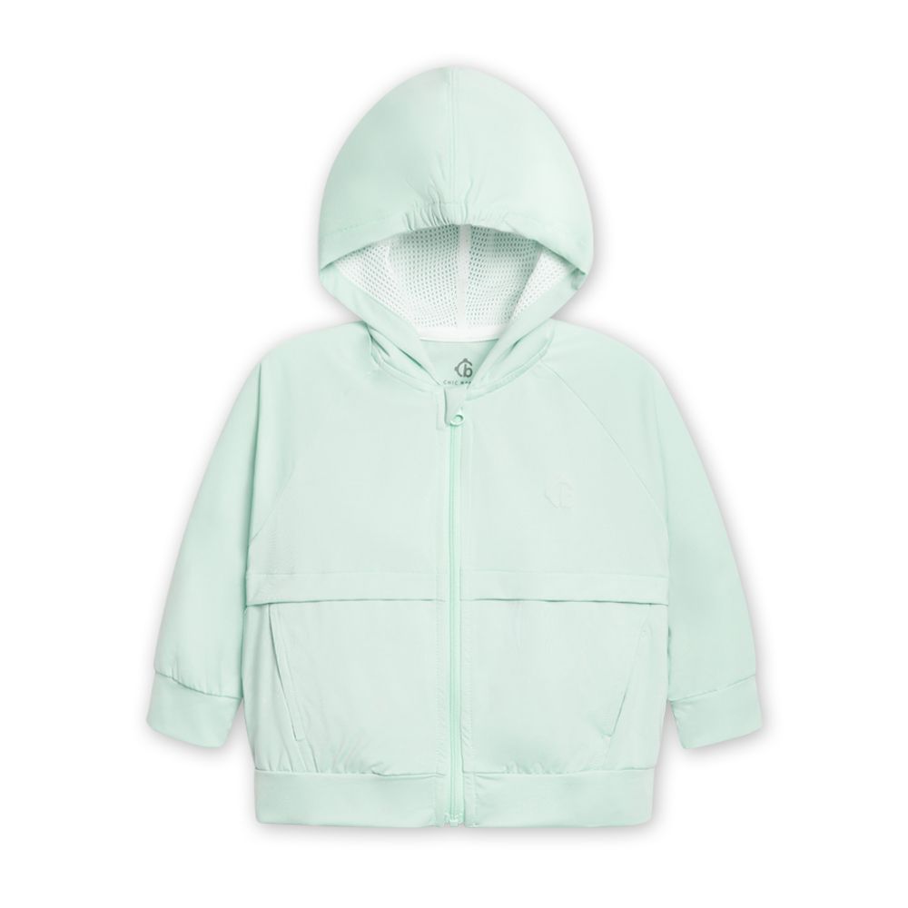 【奇哥】CHIC BASICS系列男女童裝輕量連帽外套/ 長效涼爽+抗UV(1-8歲)/ 冰湖綠色/ 1歲