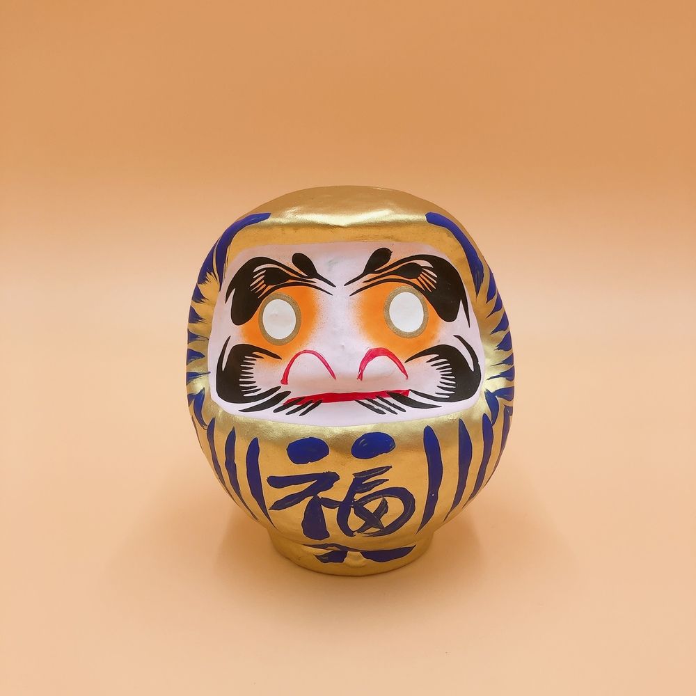 江戶御緣物語 招福祈願 達摩不倒翁 だるま 金色 12cm(擺設 送禮 許願 DIY)