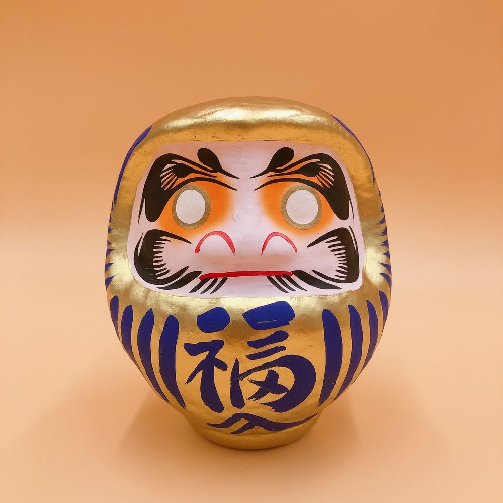 江戶御緣物語 招福祈願 達摩不倒翁 だるま 金色 15cm(擺設 送禮 許願 DIY)