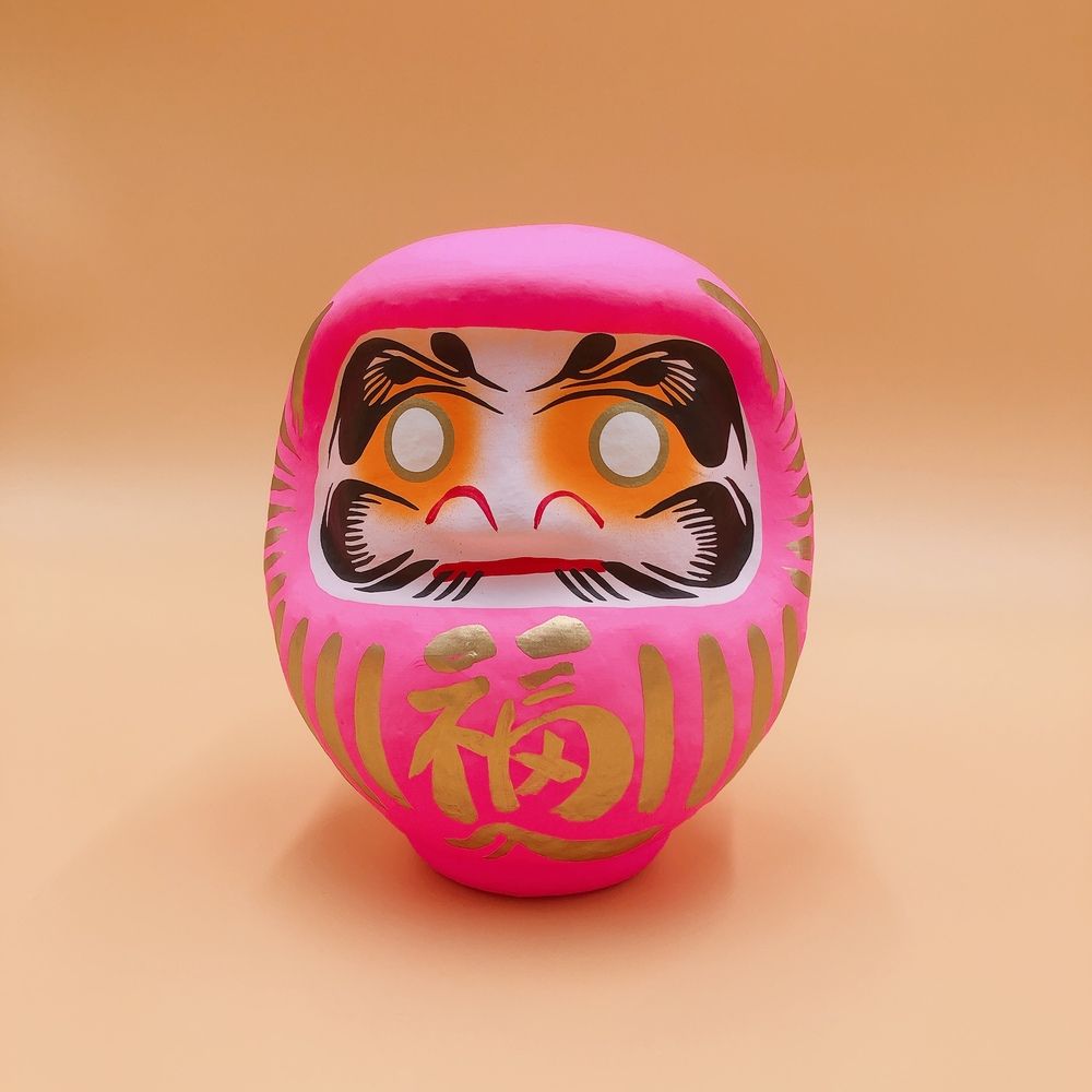 江戶御緣物語 招福祈願 達摩不倒翁 だるま 粉色 15cm(擺設 送禮 許願 DIY)
