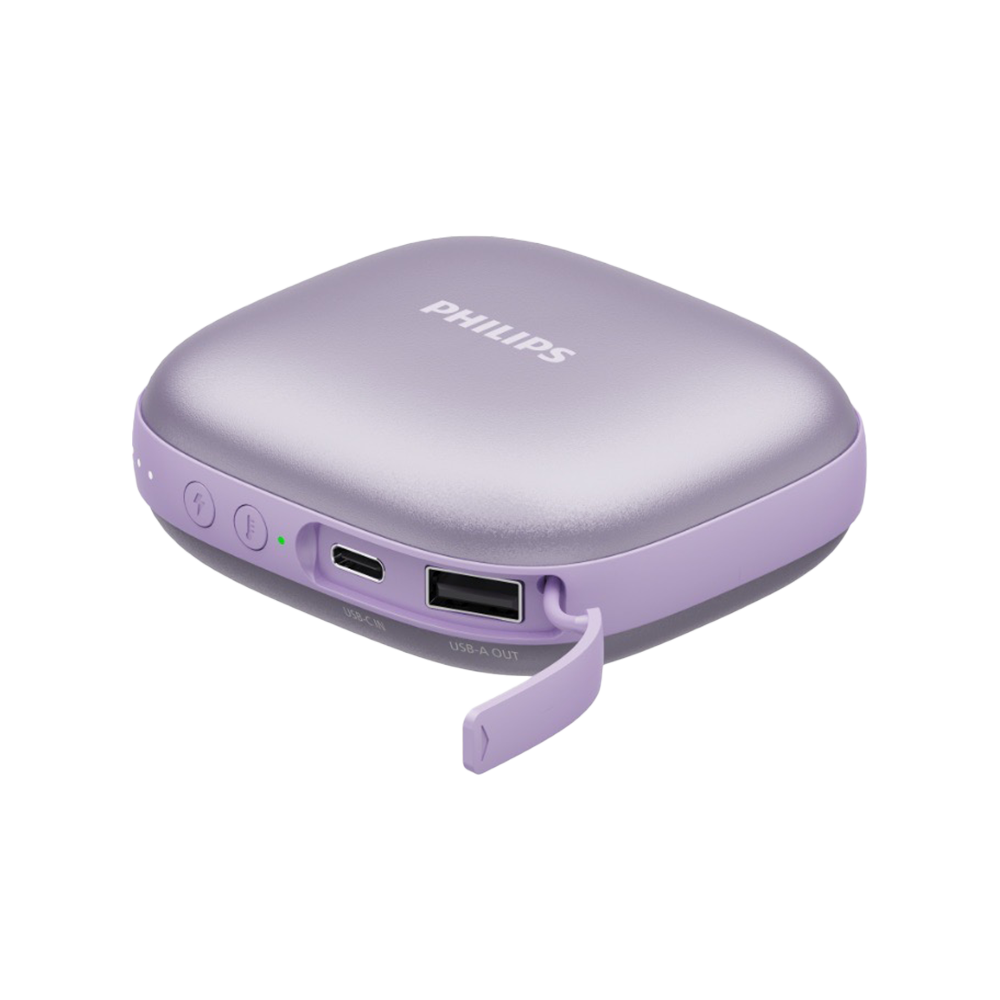 【Philips 飛利浦】3秒速熱/BSMI認証 兩用暖手寶行動電源 紫色 DLP2136VP