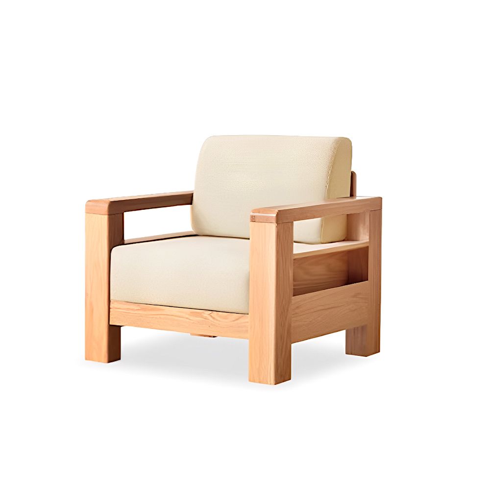 【橙家居・家具】/預購/加莫系列C款實木單人位沙發 JM-A5069/ 米色