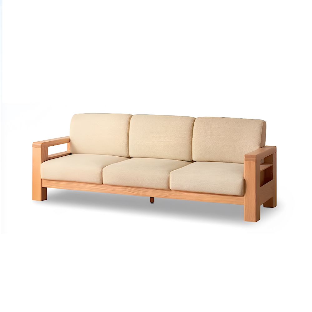 【橙家居・家具】/預購/加莫系列C款實木三人位沙發 JM-A5069/ 米色