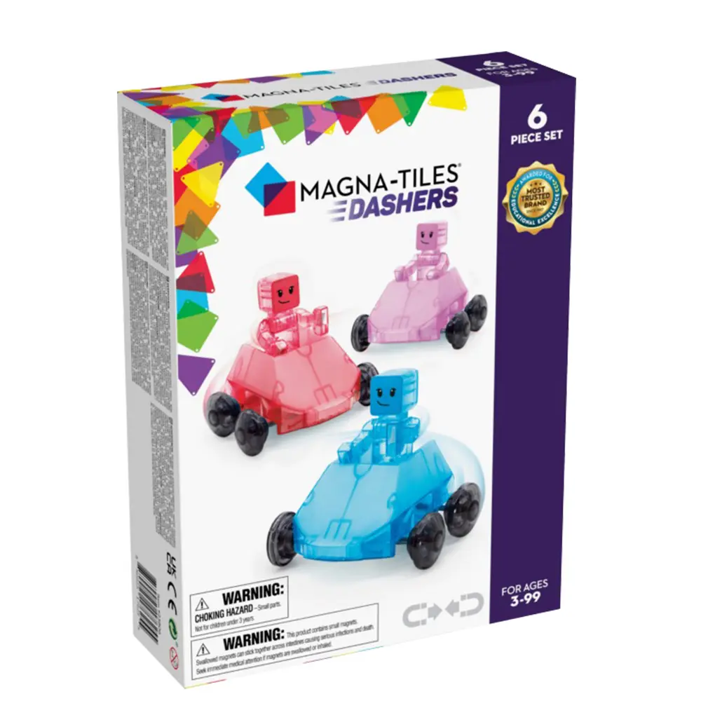 Magna-Tiles®磁力積木-魔幻小飛車六件組(23806)/ 磁力片