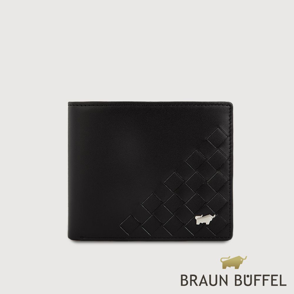 【BRAUN BUFFEL 德國小金牛】台灣總代理 墨菲斯 4卡零錢袋皮夾-黑色/BF524-315-BK