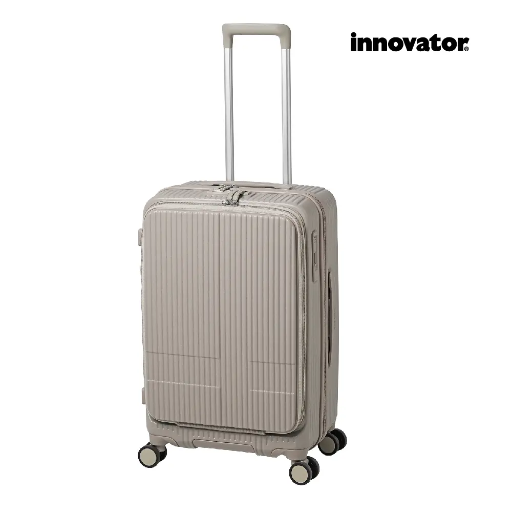 【Innovator】24吋 雙前開 剎車 防盜拉鍊拉桿箱/ 拿鐵咖啡