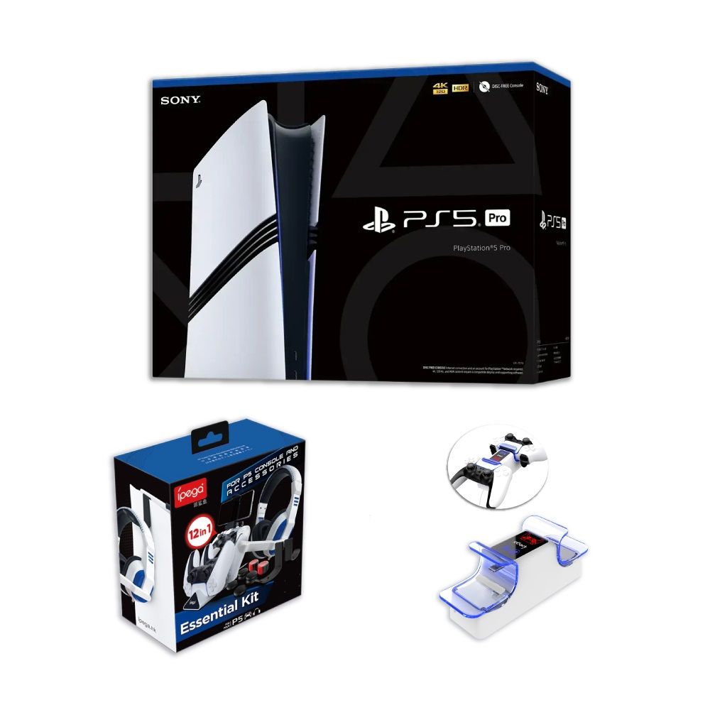 【御玩家】PS5 PRO版主機+ipega 手把專用充電座+12合1遊戲配件 (日本原裝進口 保固一年)