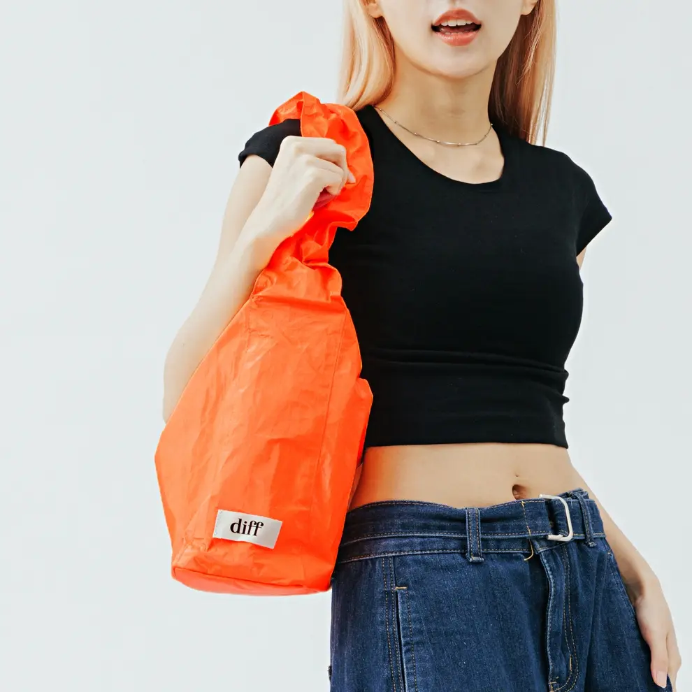 韓國Diff Large Signature Bag流浪包/ 經典大款肩背包/ 托特包/ 橙色