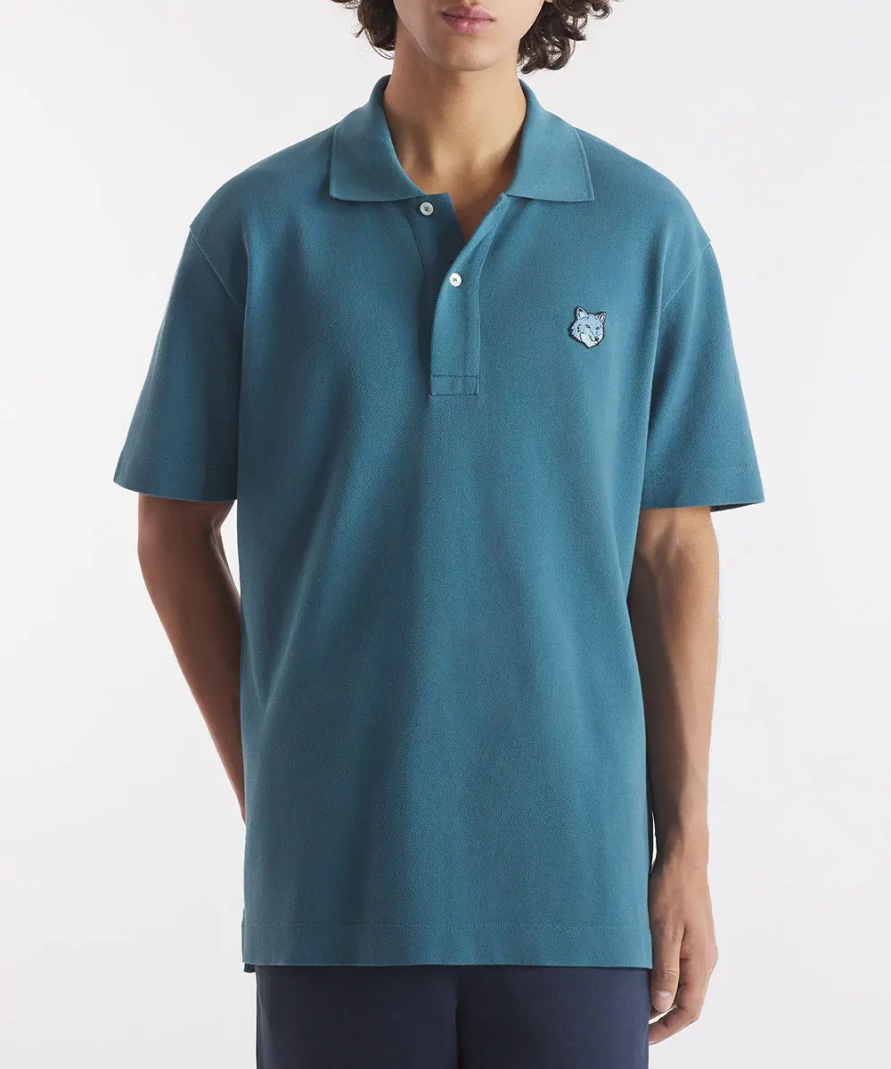 MAISON KITSUNÉ 湖水藍變化狐狸頭LOGO舒適POLO衫_男/ XL