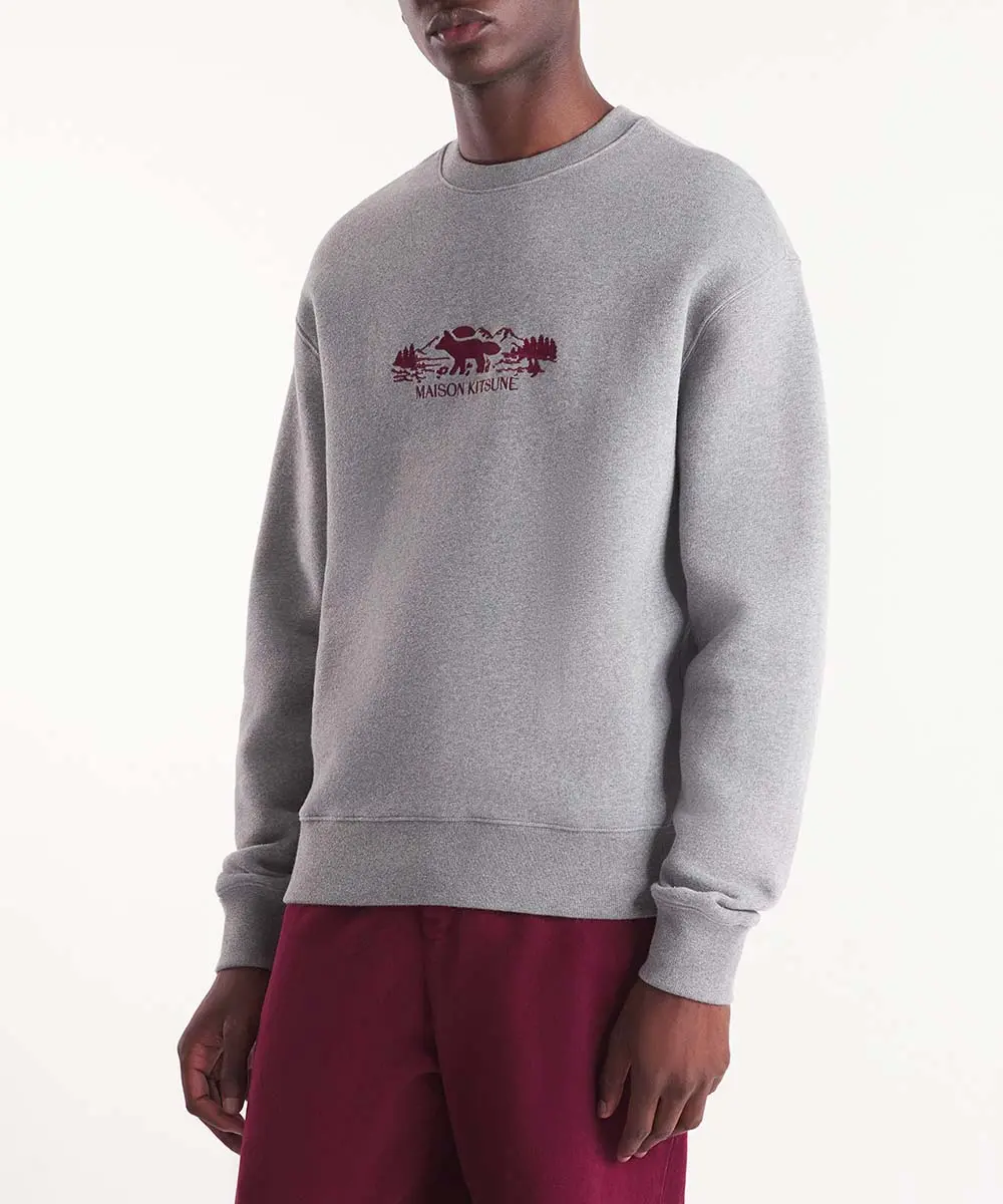 MAISON KITSUNÉ 變靜謐灰山系暗影狐狸LOGO舒適衛衣_男/ S