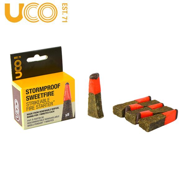 美國【UCO】STORMPROOF SWEETFIRE STRIKEABLE FIRE STARTER 防小雨防風極堅固錐形火種