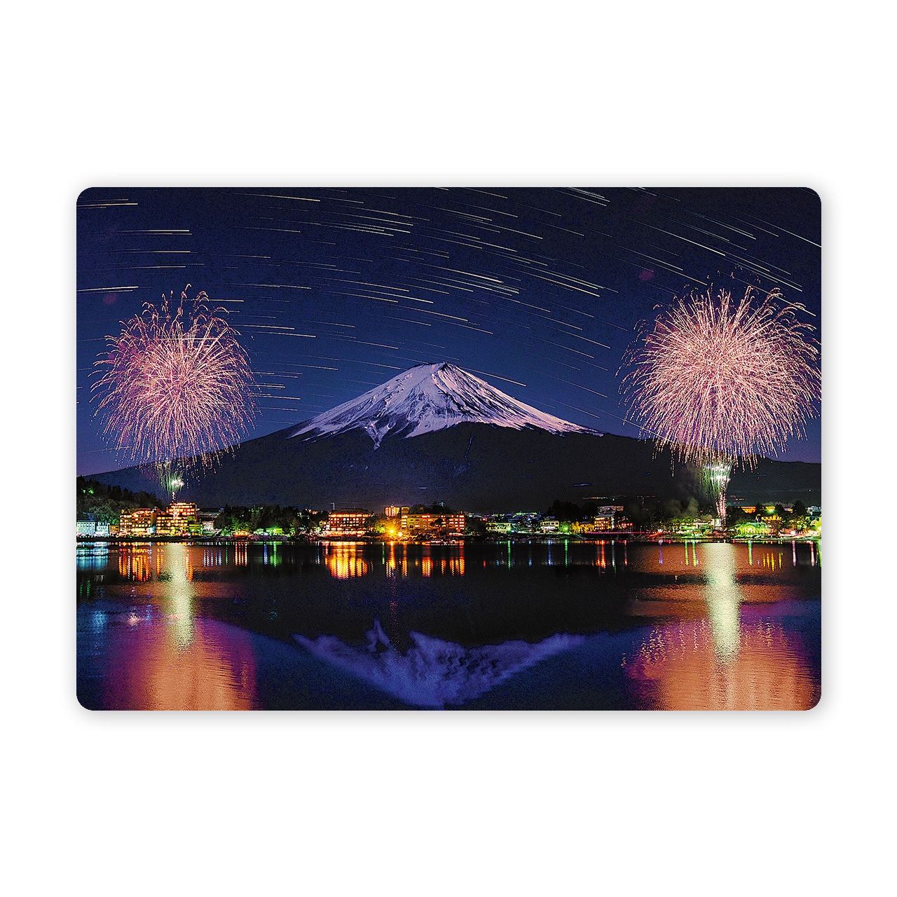 日本 GRAPAC 動動明信片/ 風景富士山與煙火