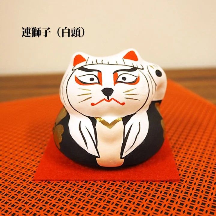 江戶御緣物語 歌舞梨貓系列 招財貓 親獅子(白)