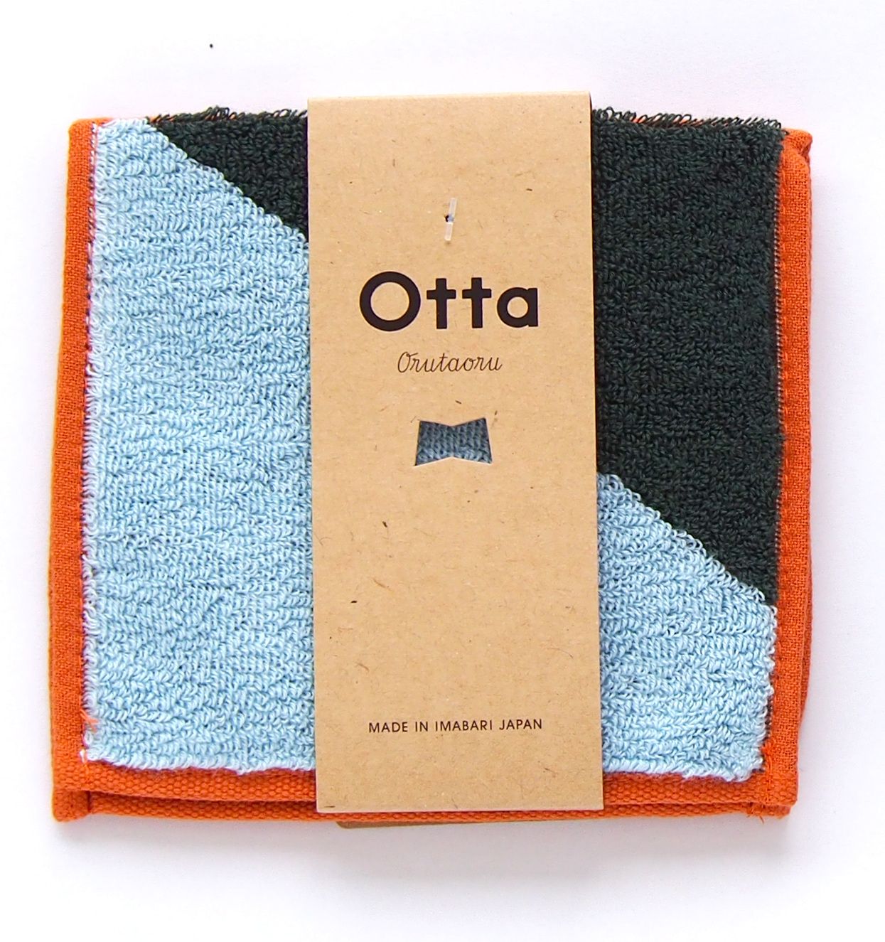 Otta 今治認證有機棉10周年半折手帕巾/ 橘色
