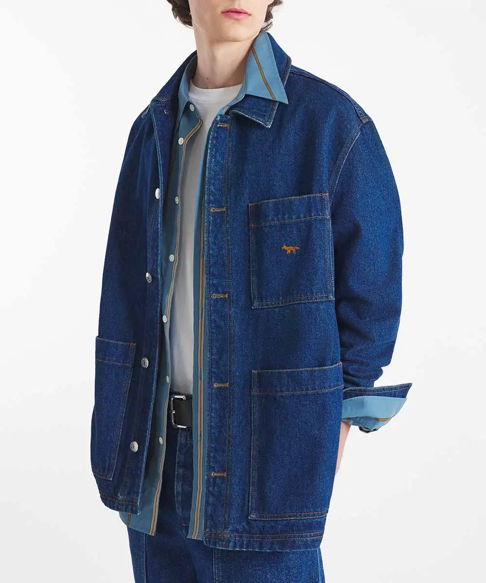 MAISON KITSUNÉ 單寧石洗色牛仔工裝襯衫式外套_男/ M