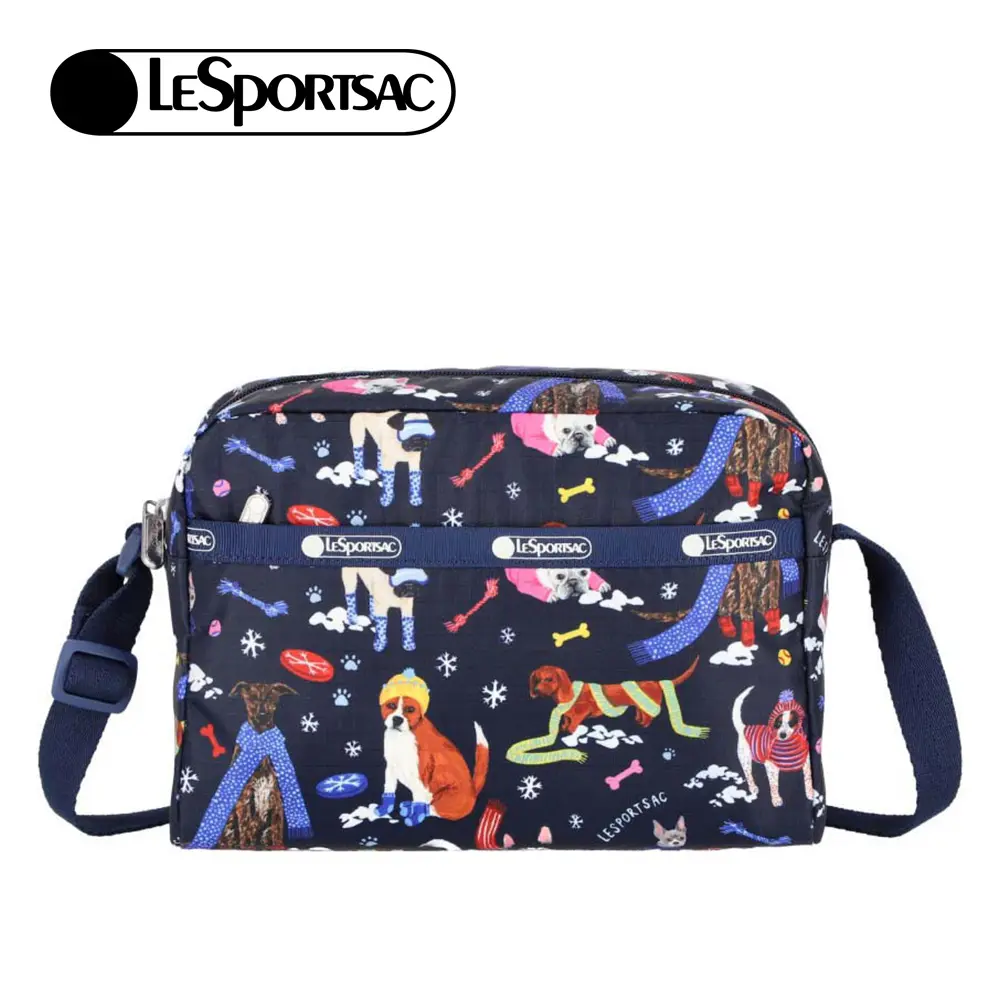 LeSportsac Daniella Crossbody 輕便拉鍊斜背包/ 雪國汪星人