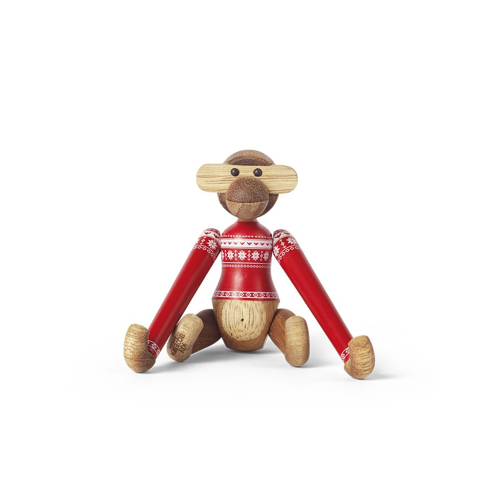 北歐櫥窗/Kay Bojesen Monkey Mini 聖誕毛衣木頭迷你猴 (紅)