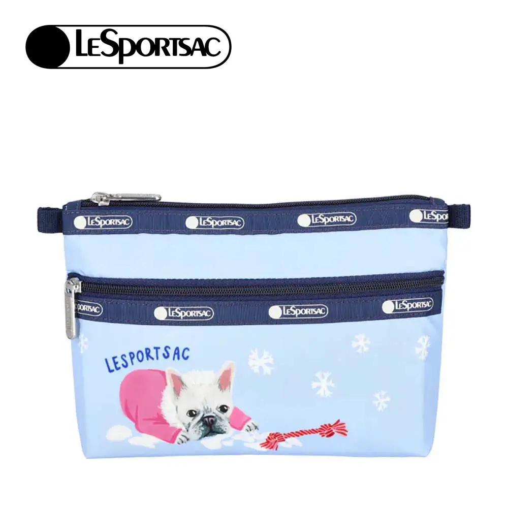 LeSportsac Cosmetic Clutch 雙層拉鍊收納化妝包/ 雪國汪星人L242-7105N-HA77