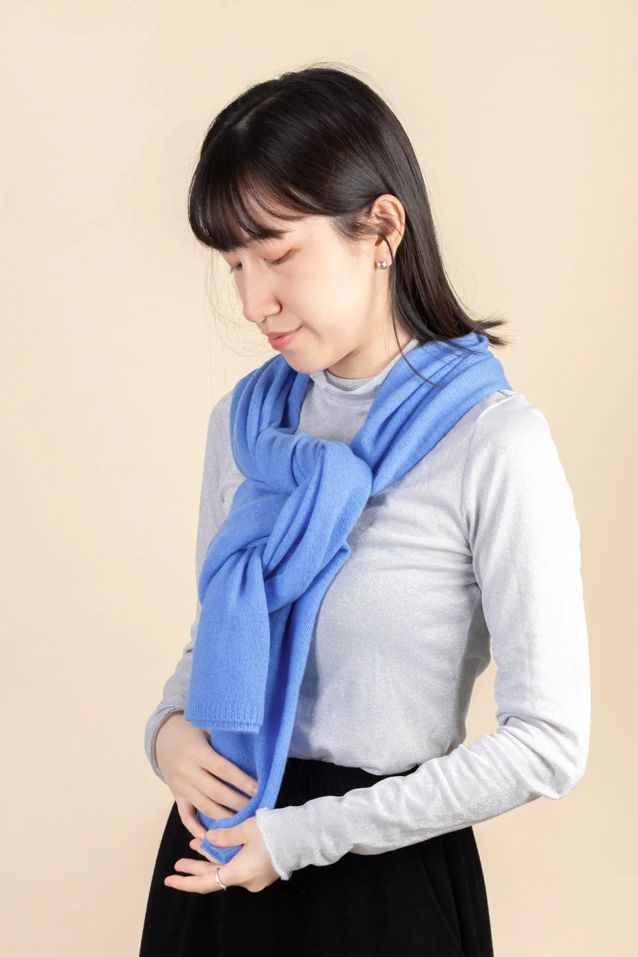 法國 Absolut Cashmere 100%喀什米爾羊絨圍巾/ Cornflower