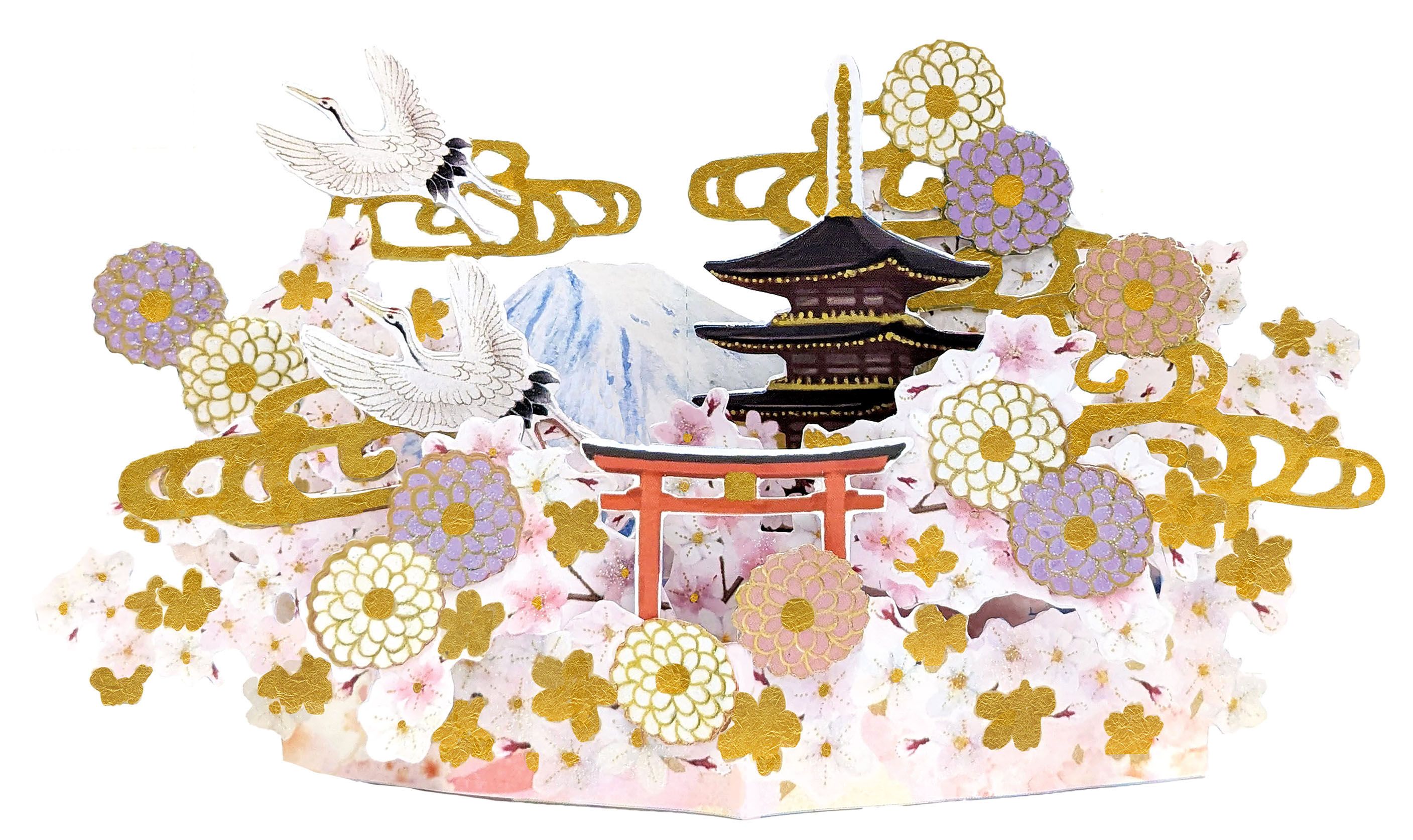 【誠品獨家】日本 APJ 和風聖誕立體卡/ 富士山和五重塔