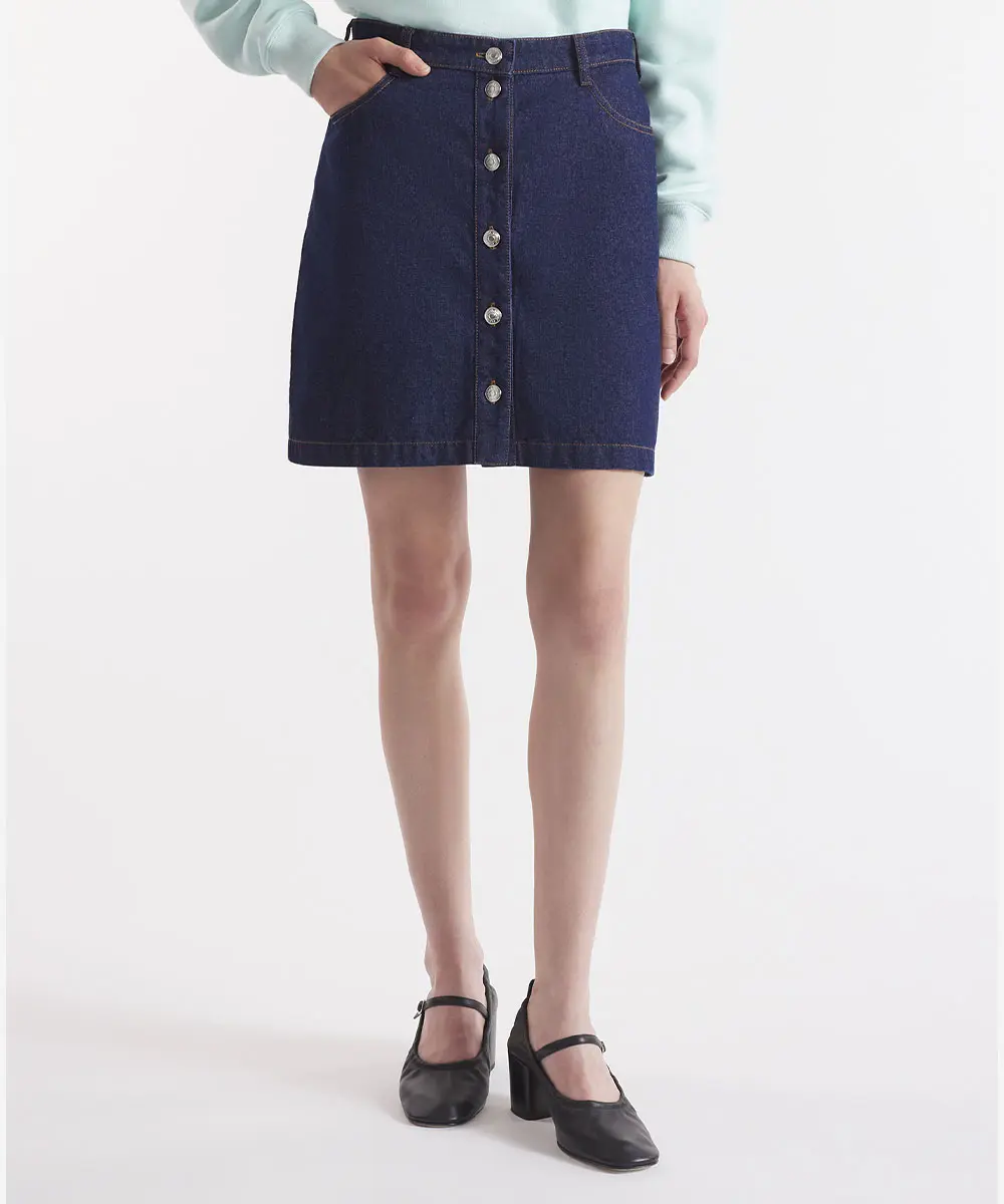 MAISON KITSUNÉ 深藍排釦牛仔迷你裙_女/ 27