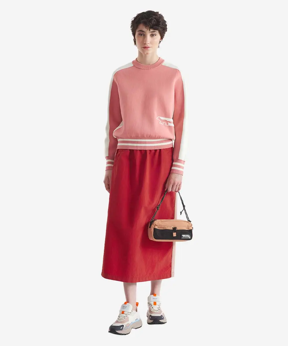 MAISON KITSUNÉ 鳳仙花粉紅疾行狐狸LOGO圓領毛衣_女/ M