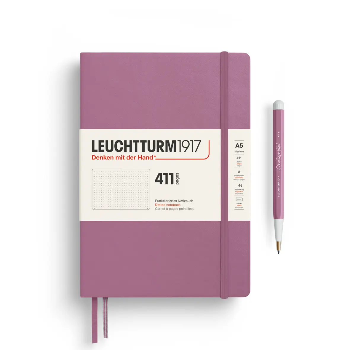 德國 LEUCHTTURM1917 411 硬殼筆記本/ A5/ 乾燥玫瑰粉/ 方點