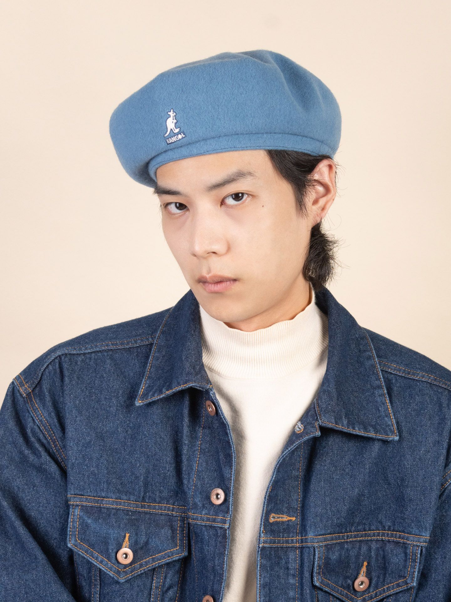 KANGOL WOOL JAX貝蕾帽/ 單寧藍/ M