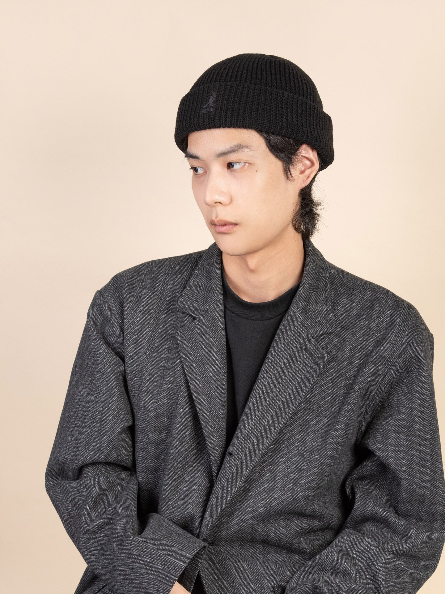 KANGOL 2 WAY頭顱帽/ 黑色/ F