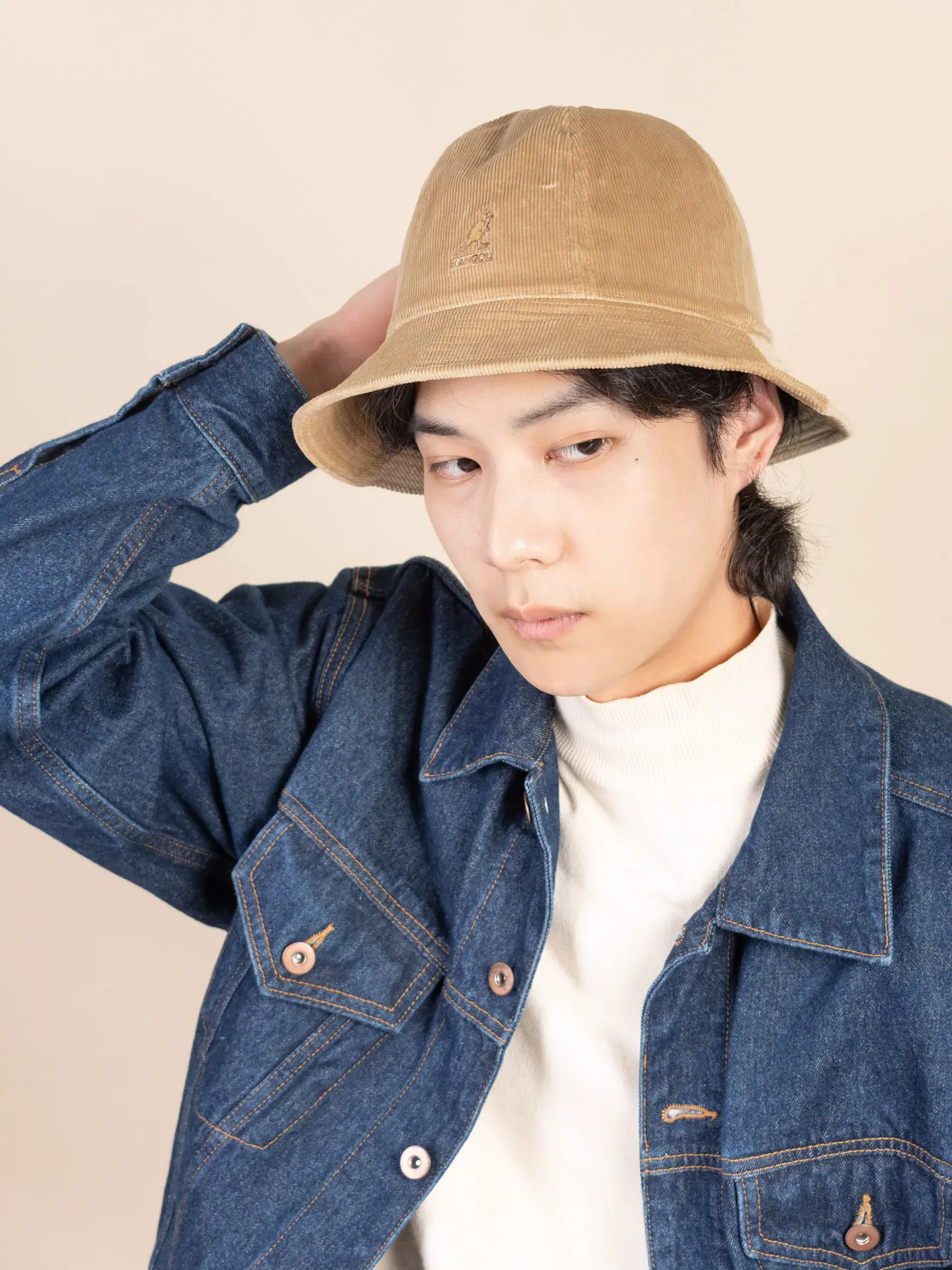 KANGOL CORD燈芯絨鐘型帽/ 卡其色/ M