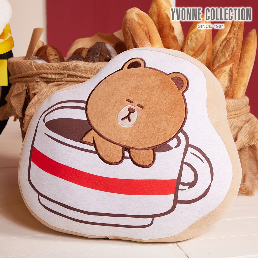 YVONNE COLLECTION熊大咖啡杯抱枕(LINE FRIENDS)