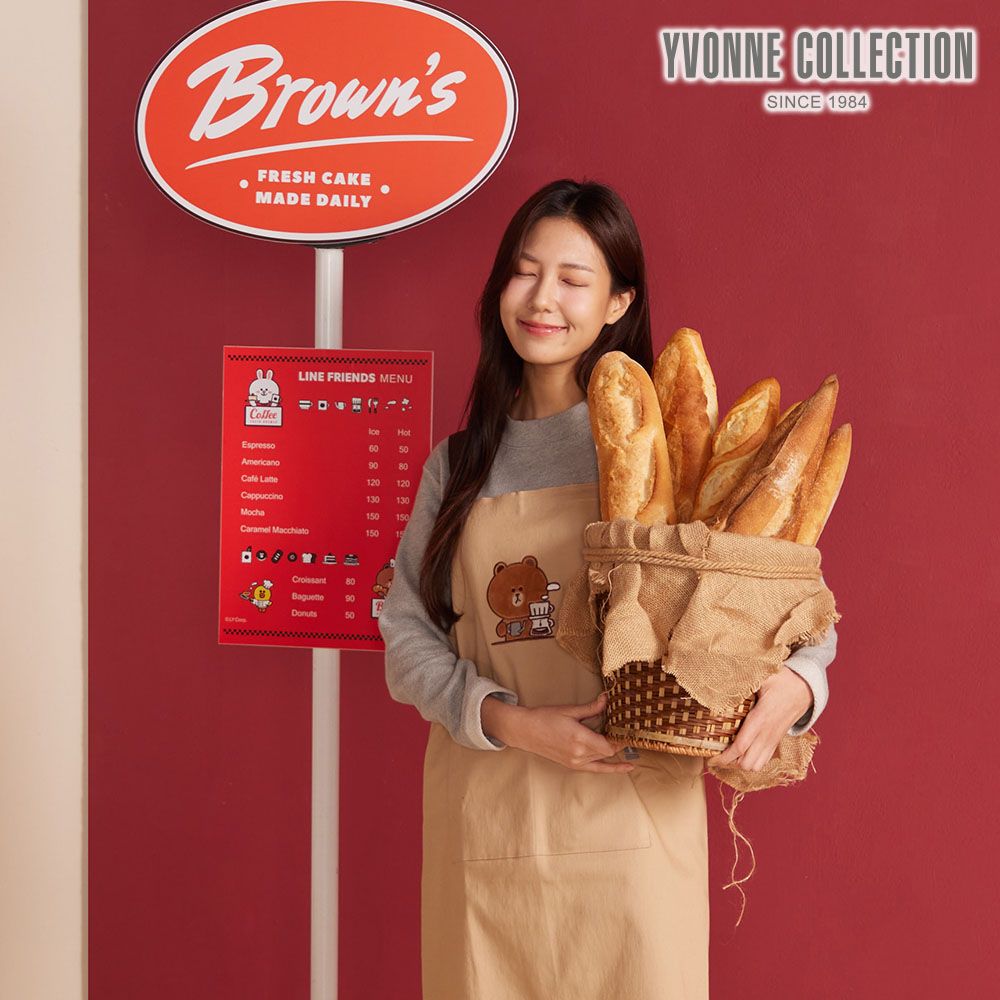 YVONNE COLLECTION熊大咖啡圍裙(LINE FRIENDS)