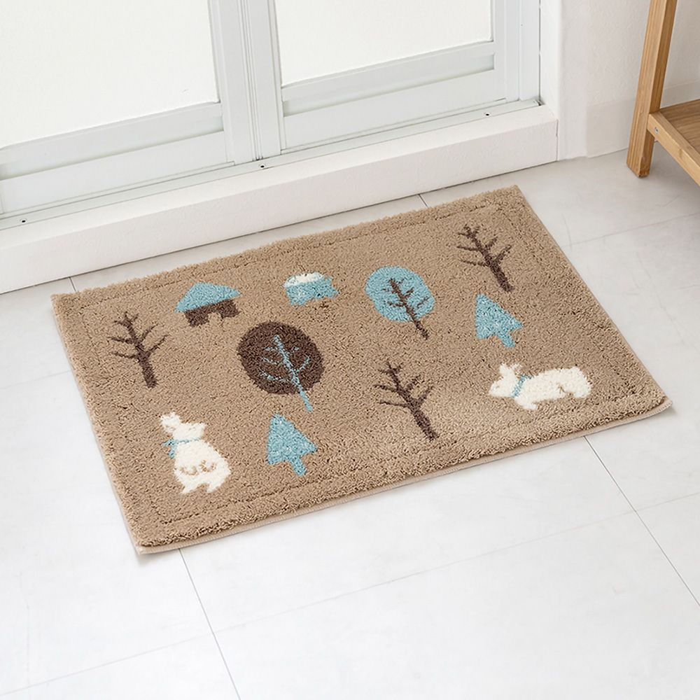 日本OKA 日製乾度良好銀離子抗菌防臭威爾頓編織浴室地墊-45x60cm/ 北歐森林