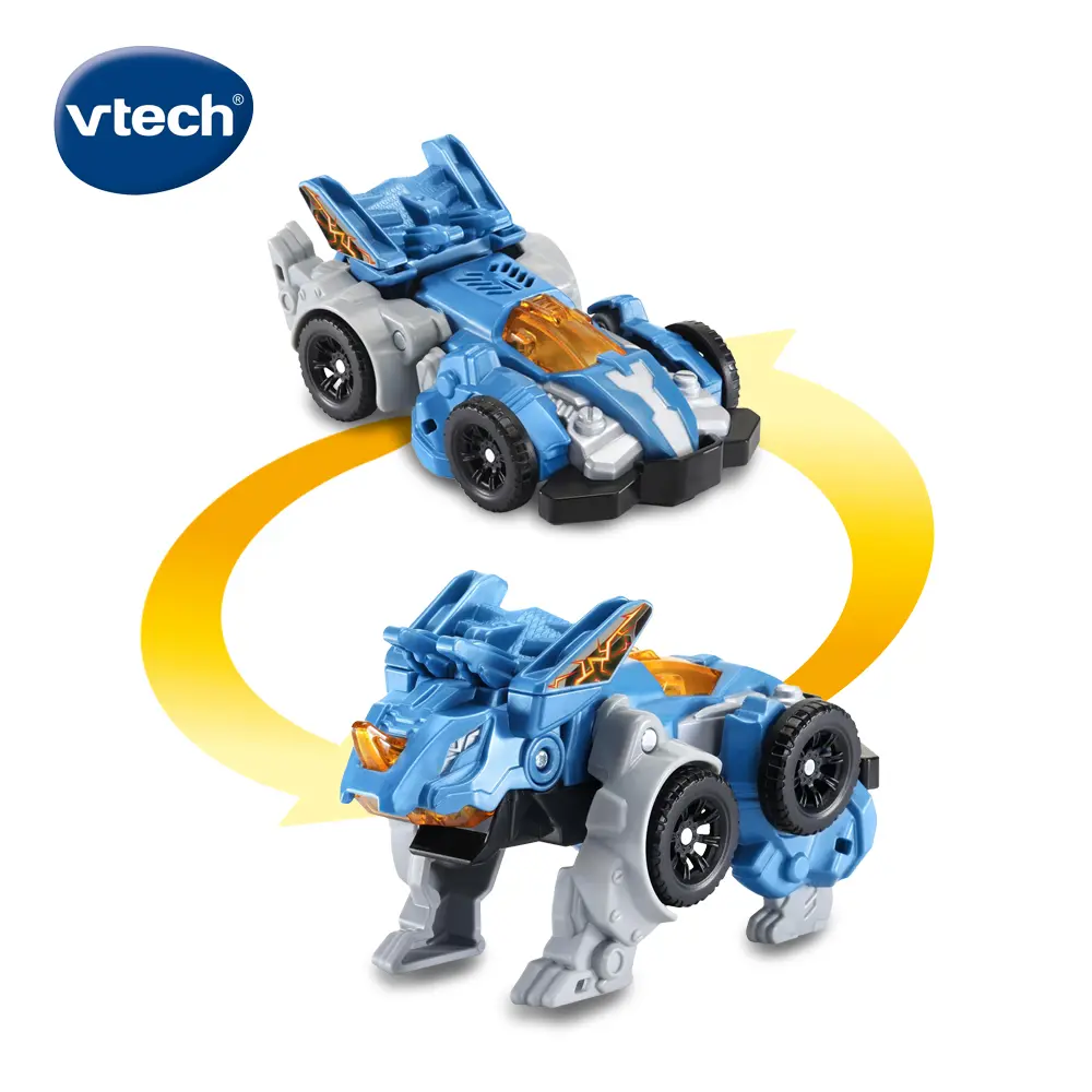 勇猛恐龍衝衝衝➤vtech聲光變形恐龍車/ 三角龍/ 圖摩爾
