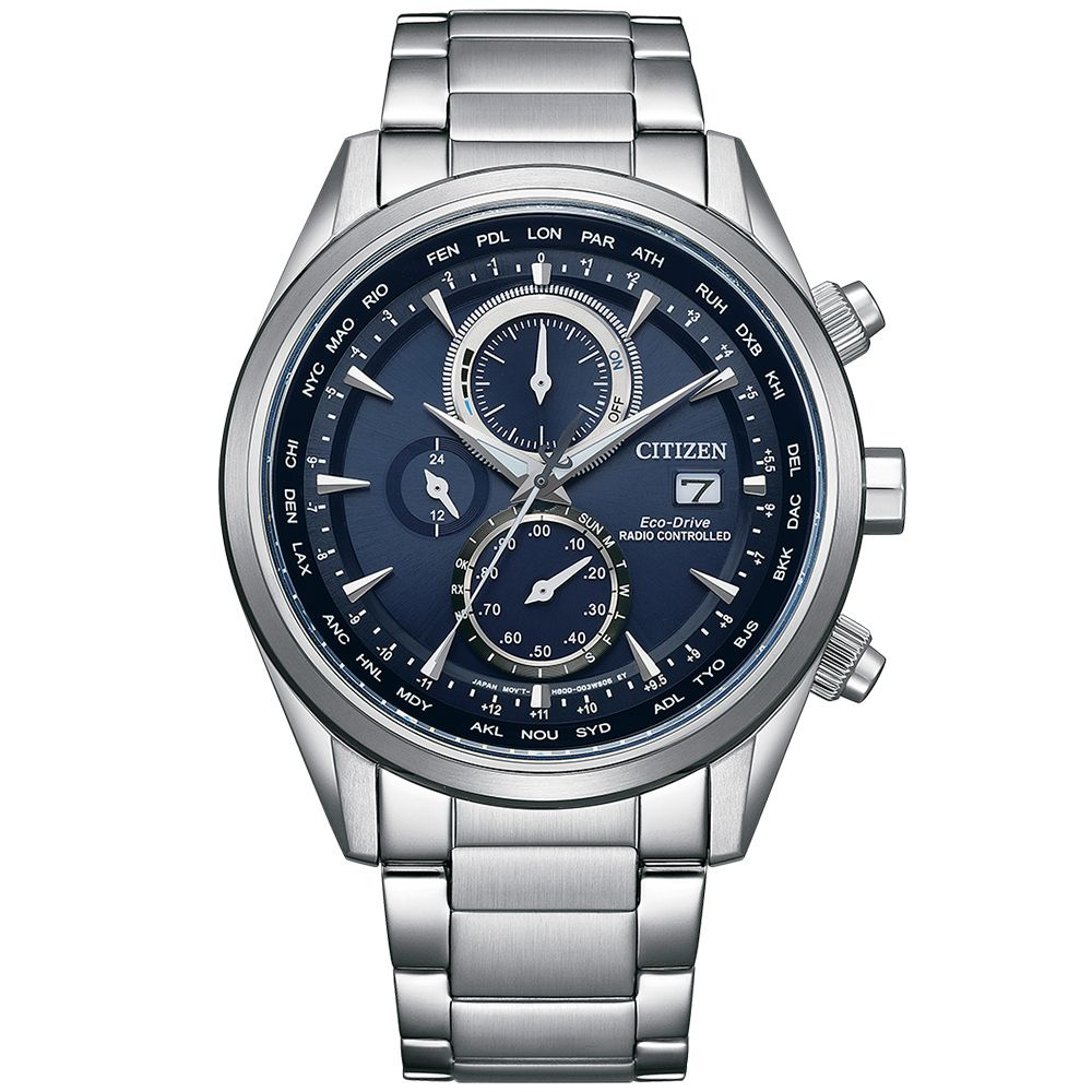 CITIZEN 星辰空中之鷹光動能全球電波時計手錶-藍 AT8260-85L
