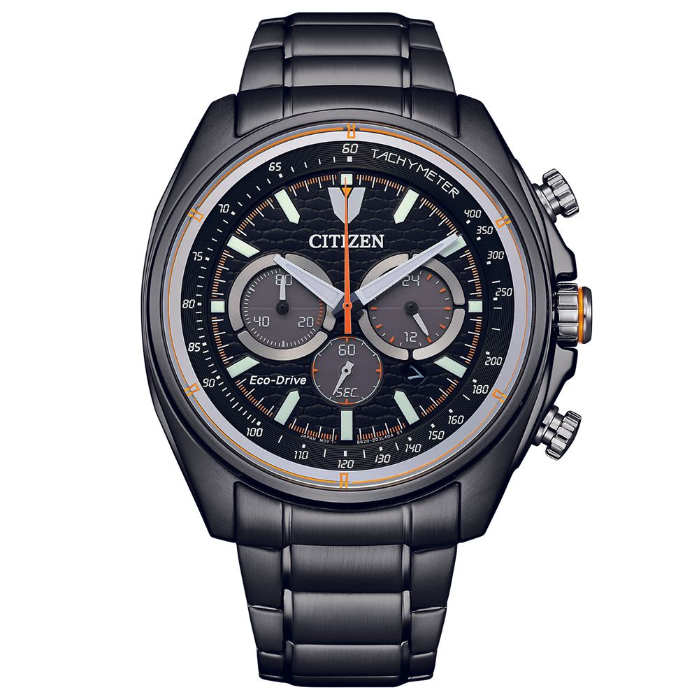 CITIZEN 星辰疾速奔馳光動能計時手錶-黑 CA4567-82H