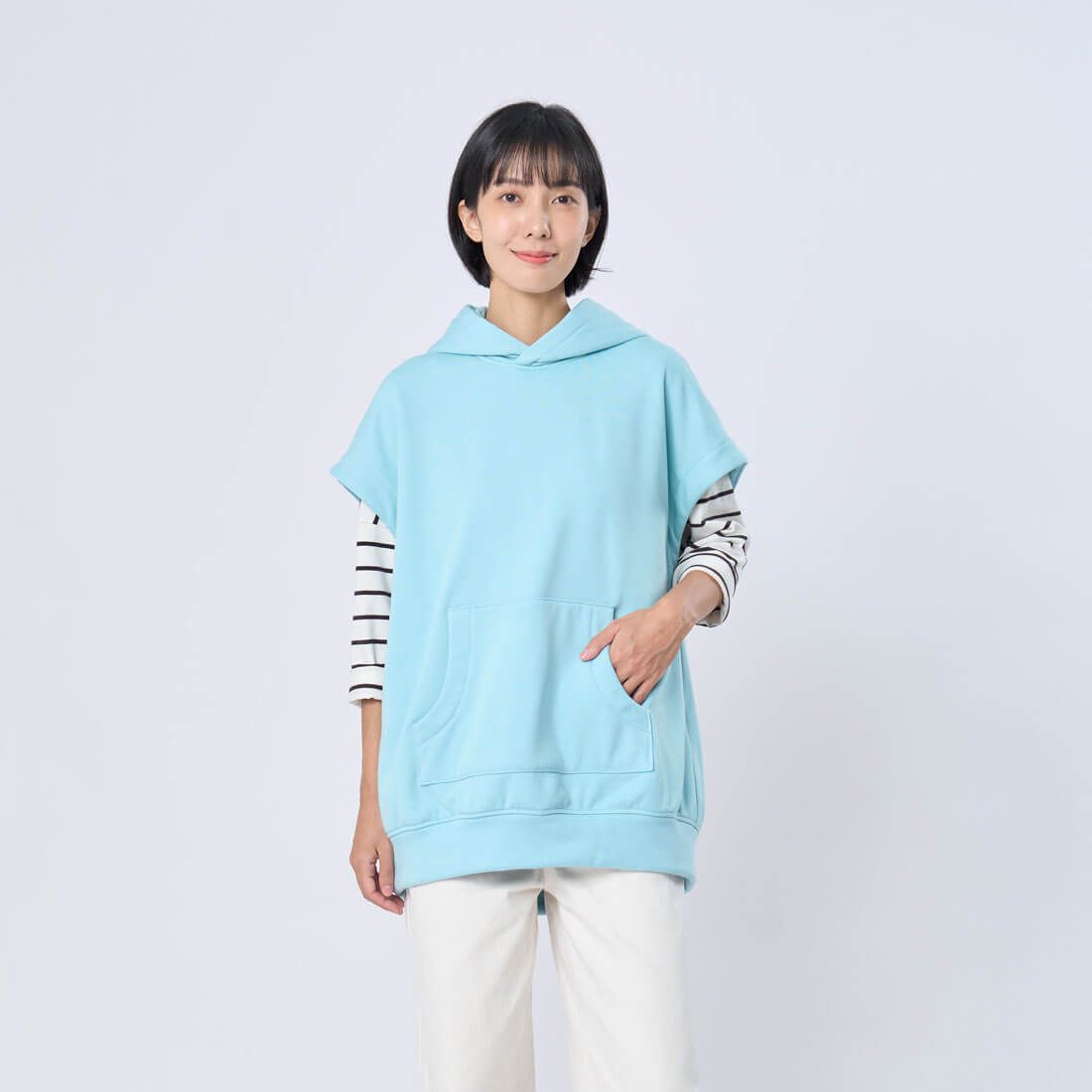 好我 so that's me Amy暖窩短毛連帽背心T/ 天藍 Free size