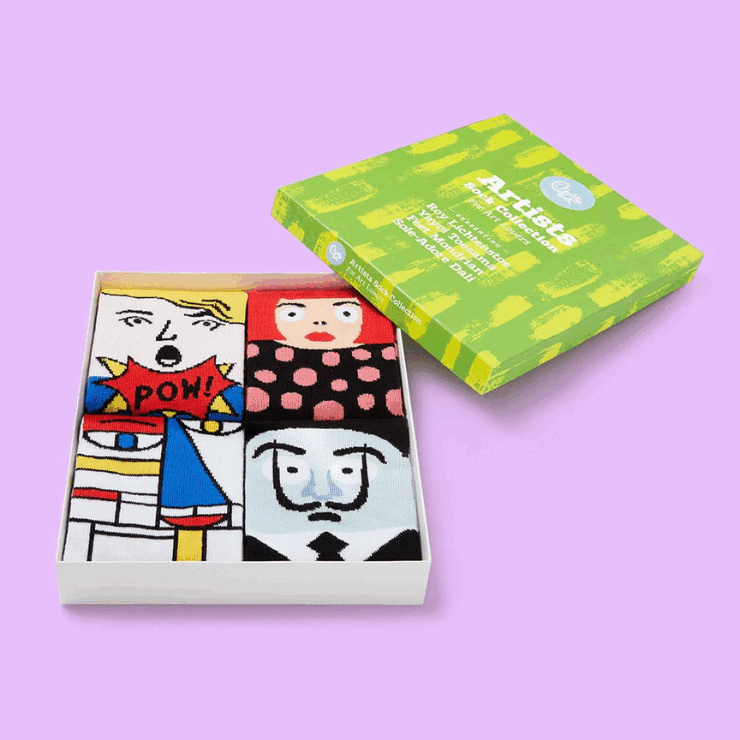英國 Chattyfeet 中筒襪禮盒四入組/ 23.5-26.5cm/ Cool Artist Sock Characters Modern Artists Sock Set