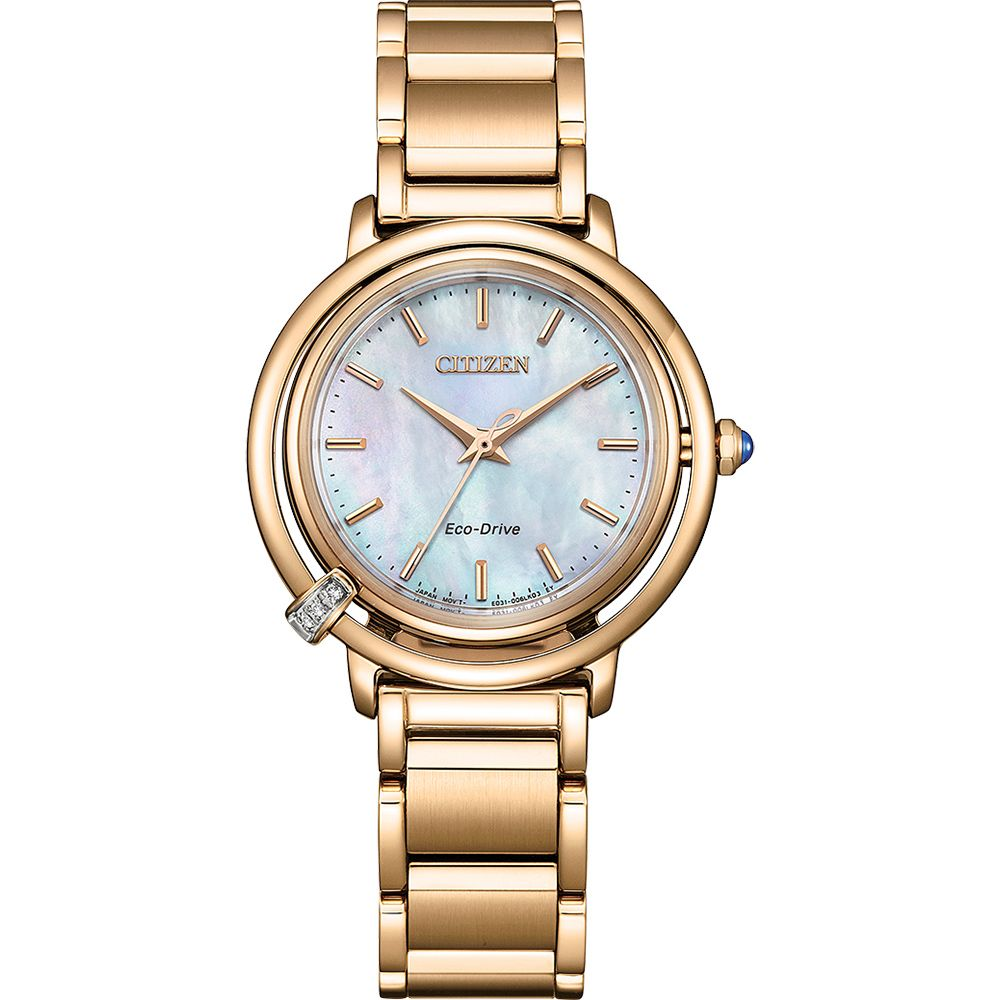 CITIZEN 星辰L系列 曙光 光動能鑽石女錶 附贈皮革錶帶 EM1093-61D