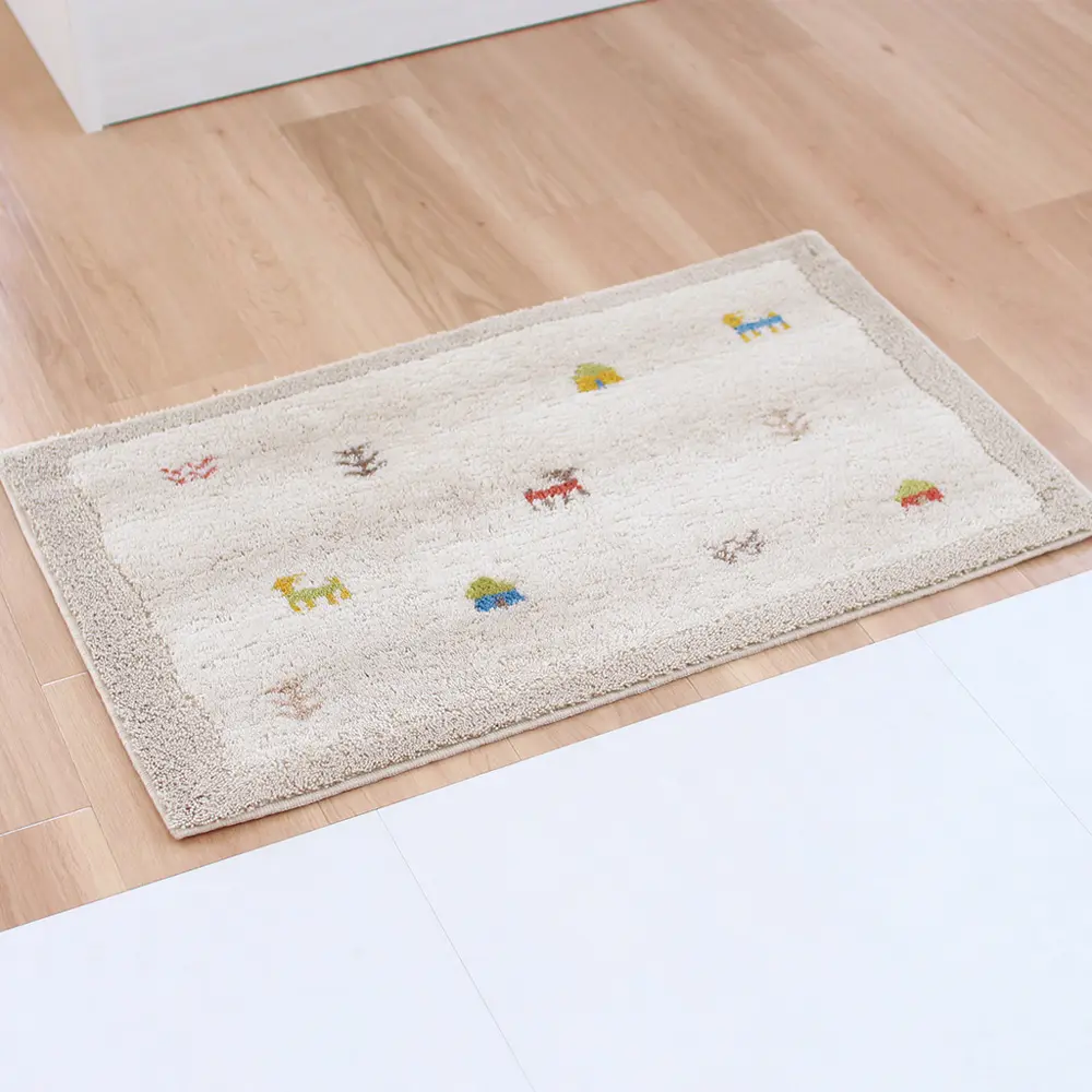 日本OKA 日製游牧民族風威爾頓編織玄關地墊-50x80cm/ 沙棕