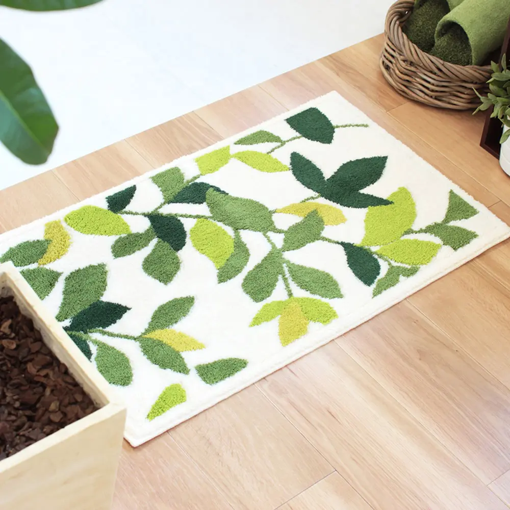 日本OKA 日製抗菌防臭可水洗威爾頓編織玄關地墊-50x80cm/ 新葉綠