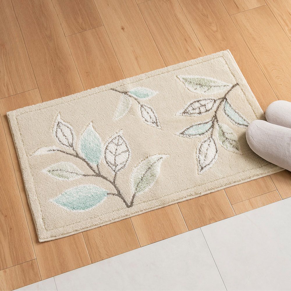 日本OKA 日製抗菌防臭可水洗威爾頓編織玄關地墊-50x80cm/ 繡葉棕