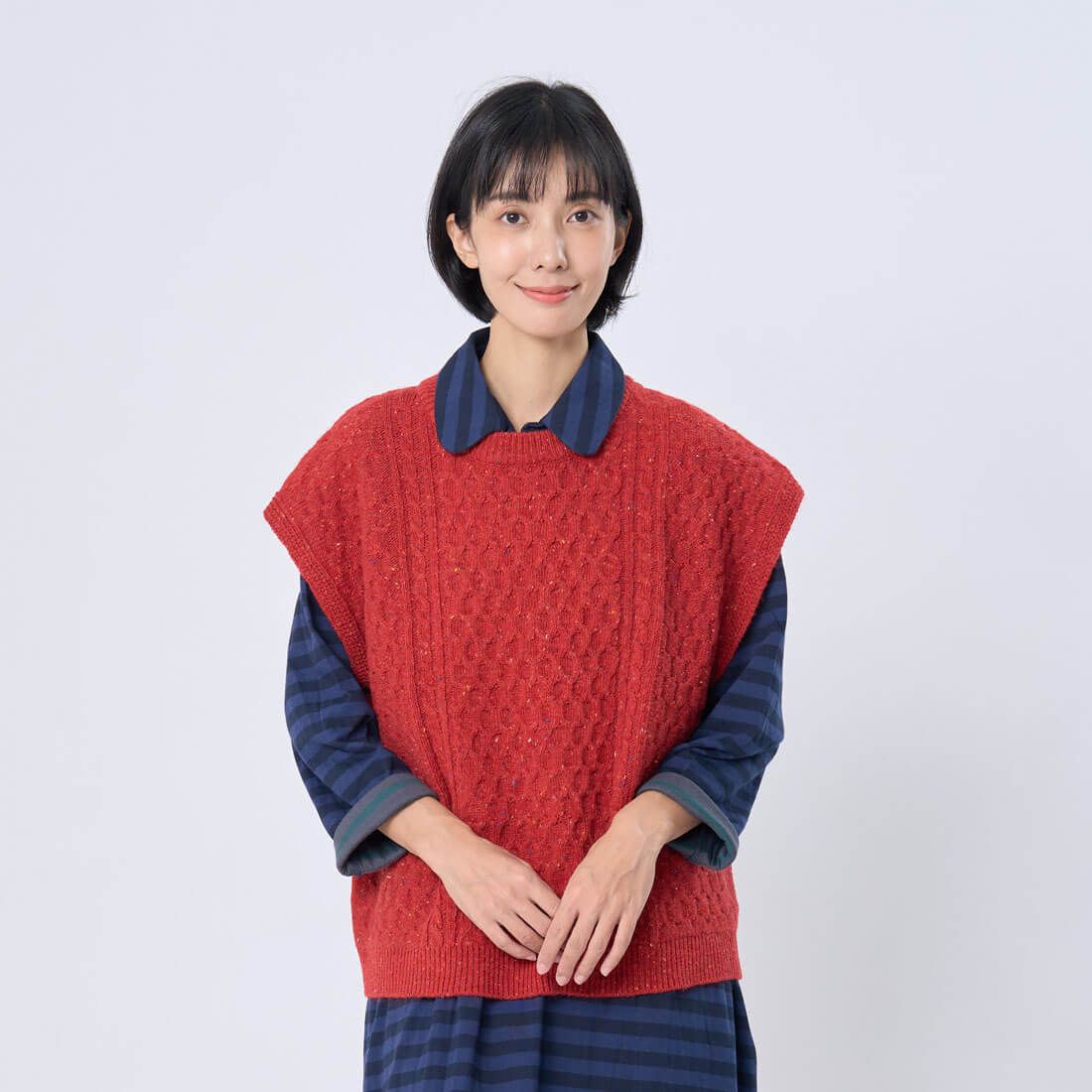 好我 so that's me Kate圓領麻花彩點針織背心/ 紅 FREE SIZE