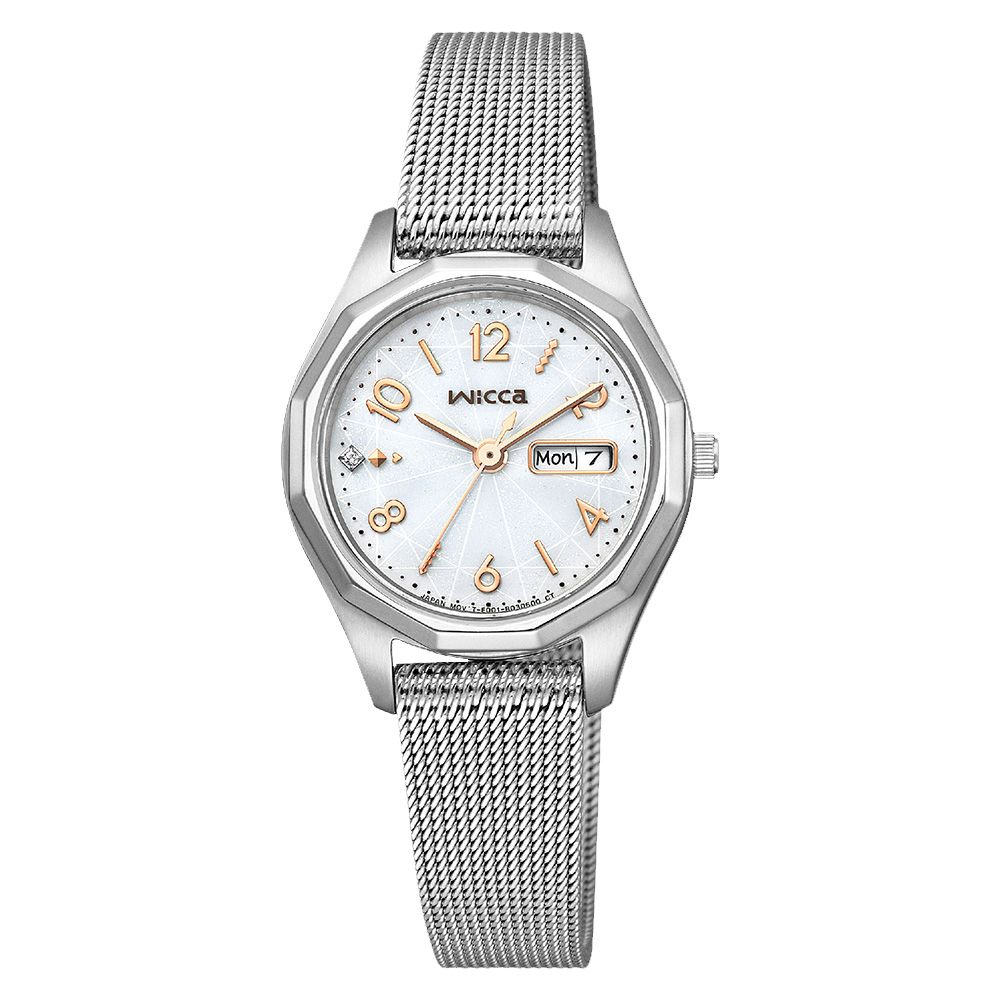 CITIZEN 星辰Wicca 太陽能日曆米蘭帶女錶-26.5mm KH3-517-11