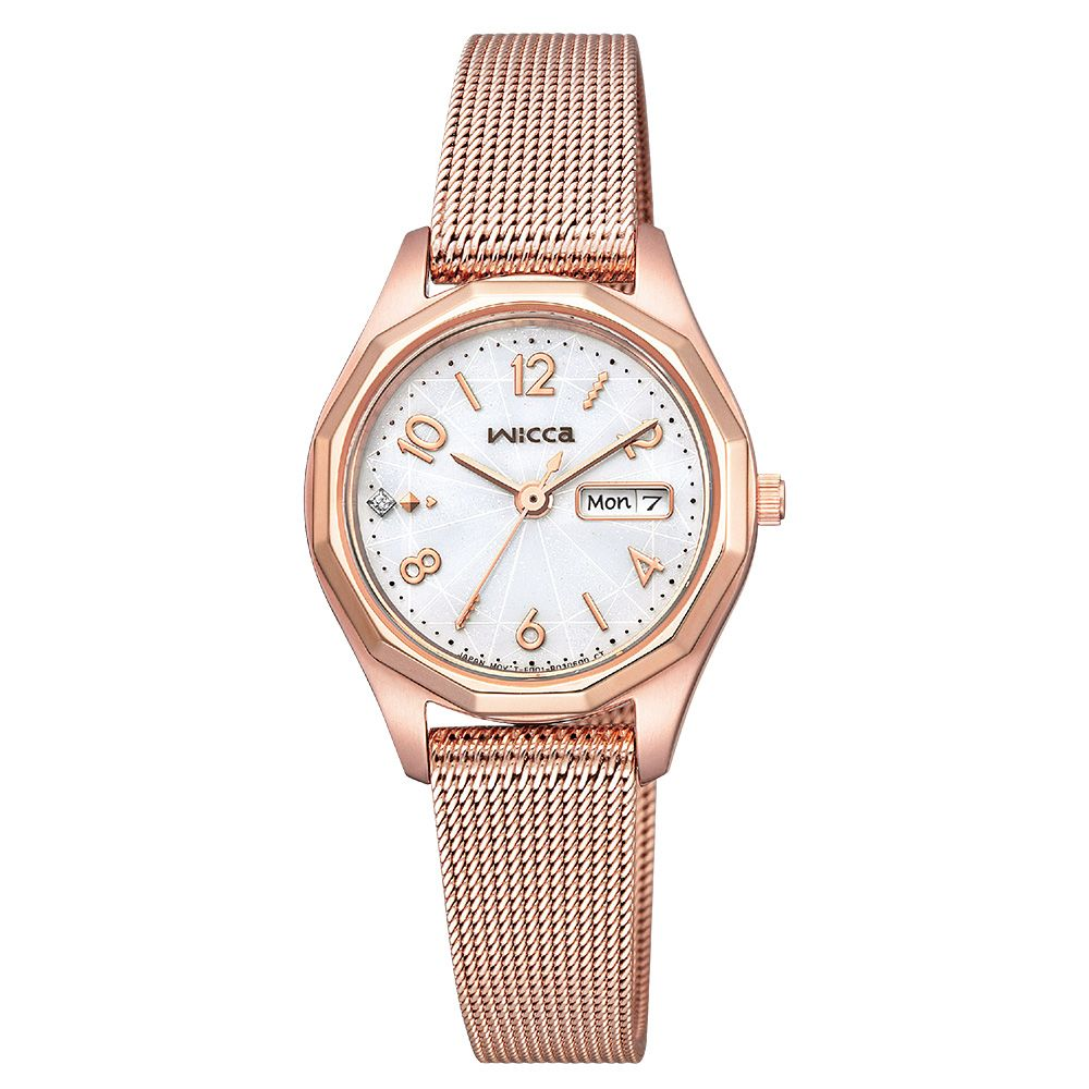 CITIZEN 星辰Wicca 太陽能日曆米蘭帶女錶-26.5mm KH3-568-15